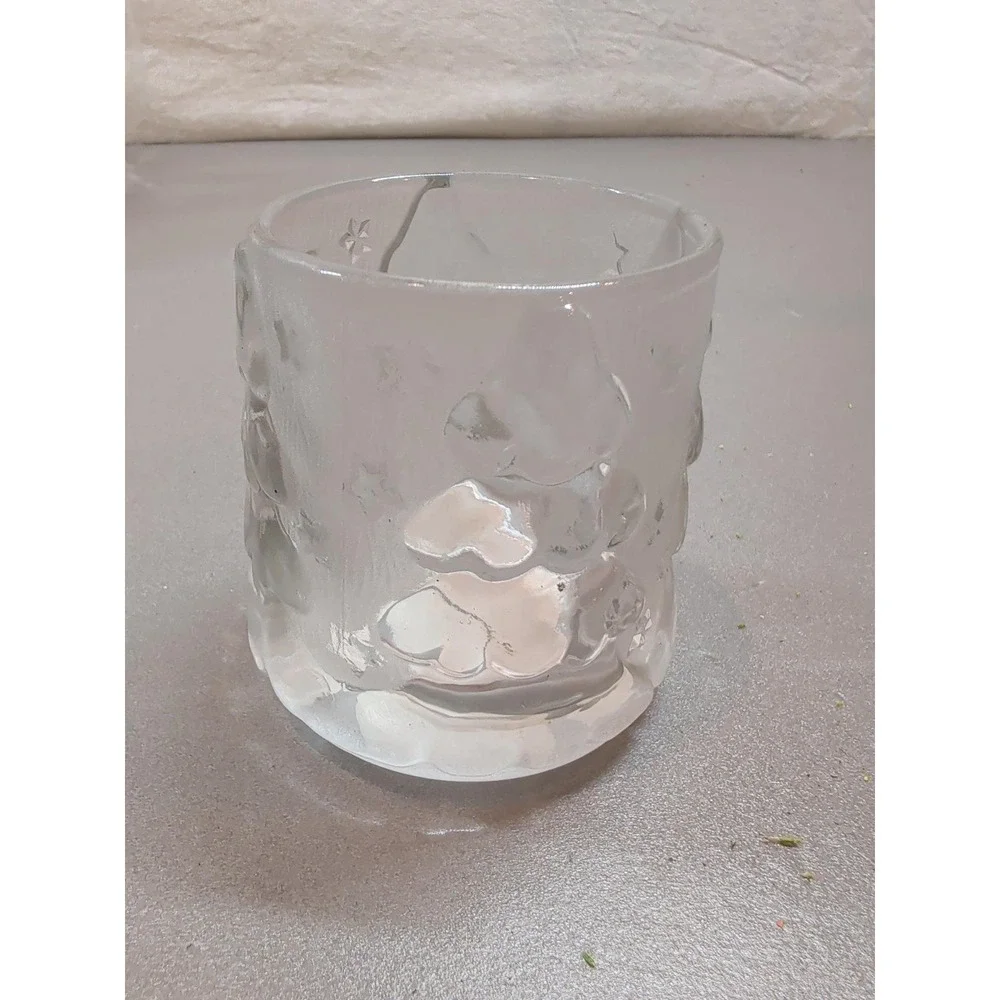 Crystal Clear Christmas Votive Candle Holder Frosted Glass Tree Star 315239N